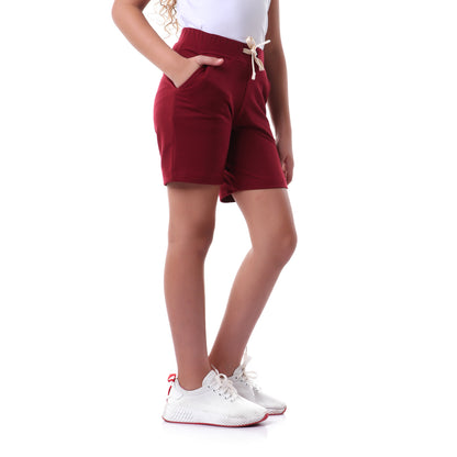 Kady Cotton Drawstring Elastic Waist Side-Pocket Sweat Shorts for Kids