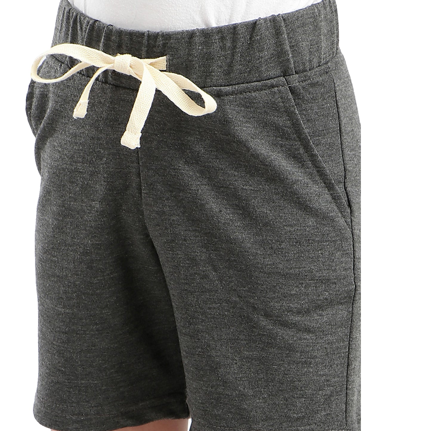 Kady Cotton Drawstring Elastic Waist Side-Pocket Sweat Shorts for Kids