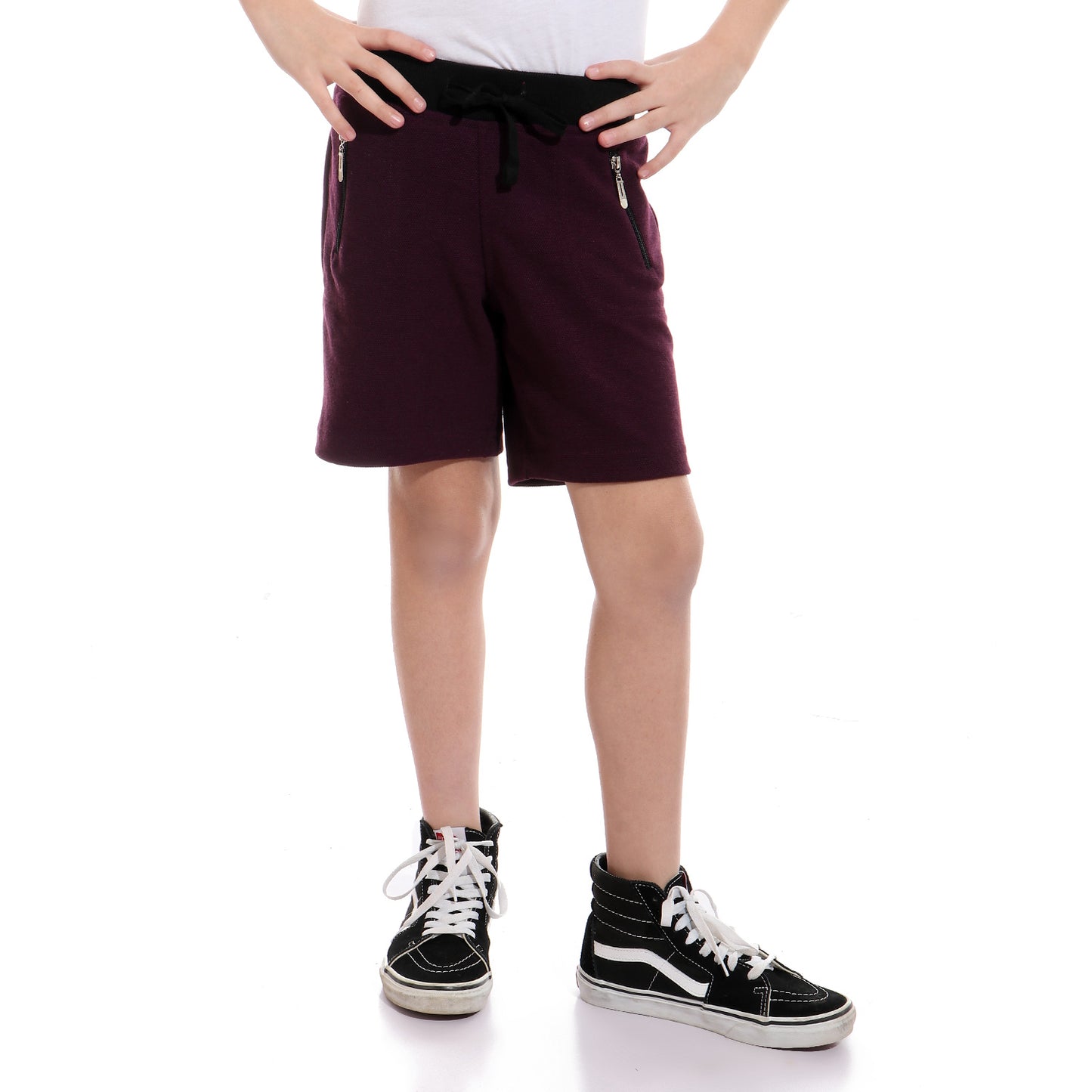 Kady Two-Tone Zip Side Pocket Drawstring Elastic Waist Sweat Shorts for Boys