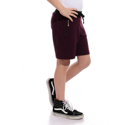 Kady Two-Tone Zip Side Pocket Drawstring Elastic Waist Sweat Shorts for Boys