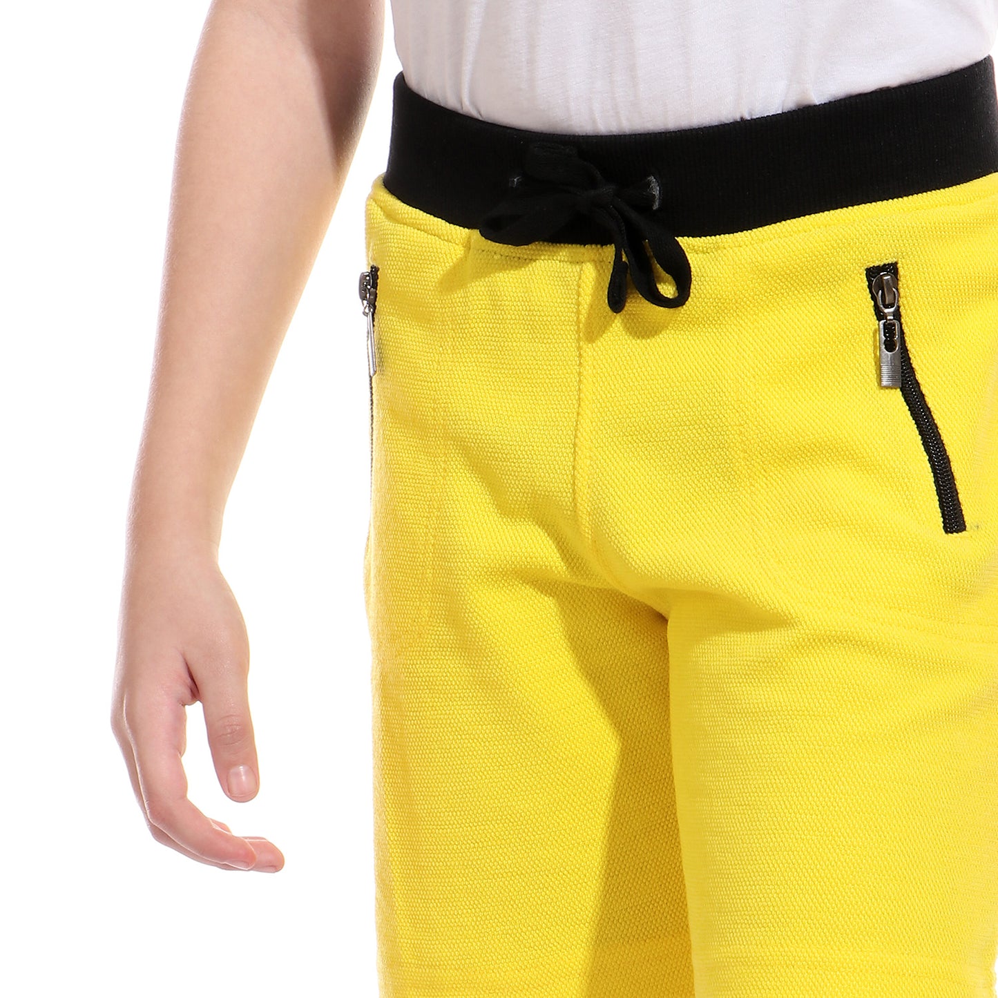 Kady Two-Tone Zip Side Pocket Drawstring Elastic Waist Sweat Shorts for Boys