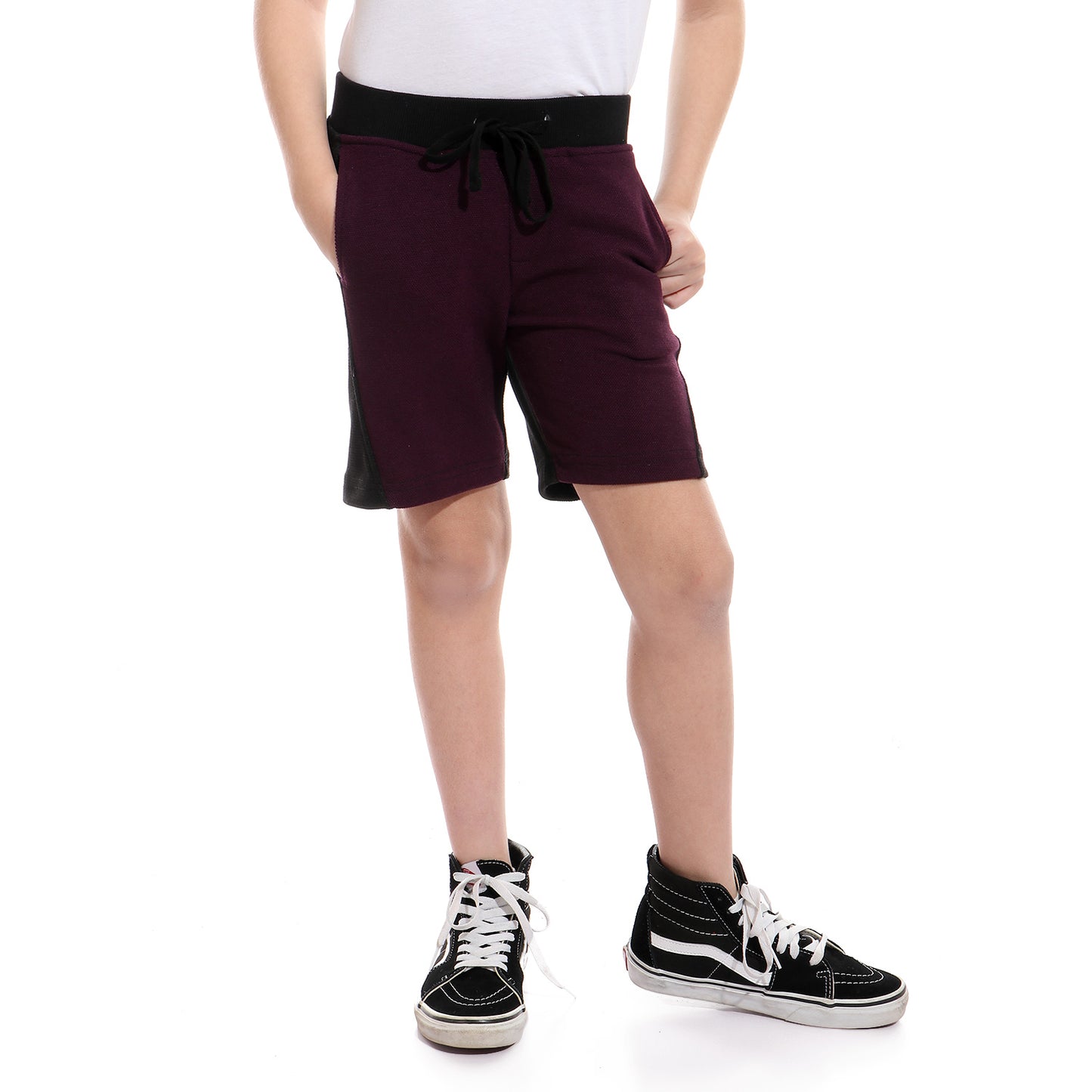 Kady Two-Tone Side-Pocket Drawstring Elastic Waist Sweat Shorts For Boys