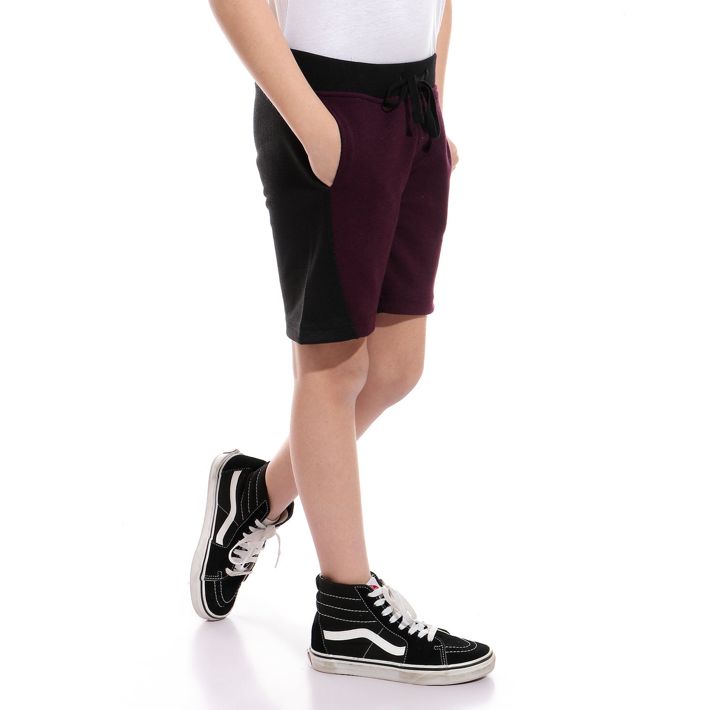 Kady Two-Tone Side-Pocket Drawstring Elastic Waist Sweat Shorts For Boys