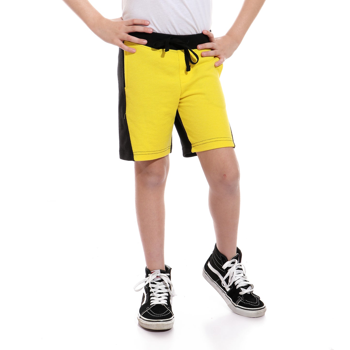 Kady Two-Tone Side-Pocket Drawstring Elastic Waist Sweat Shorts For Boys