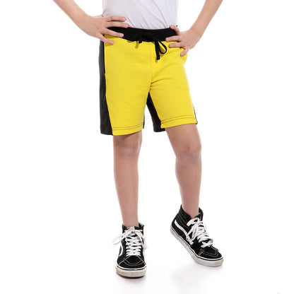 Kady Two-Tone Side-Pocket Drawstring Elastic Waist Sweat Shorts For Boys