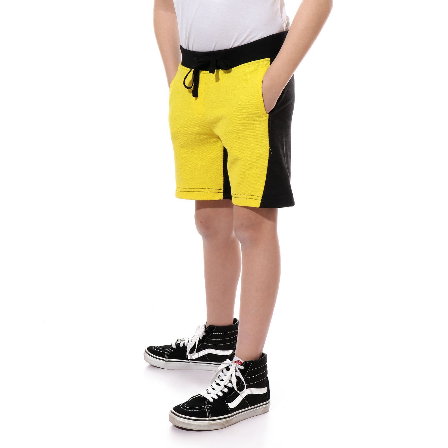 Kady Two-Tone Side-Pocket Drawstring Elastic Waist Sweat Shorts For Boys