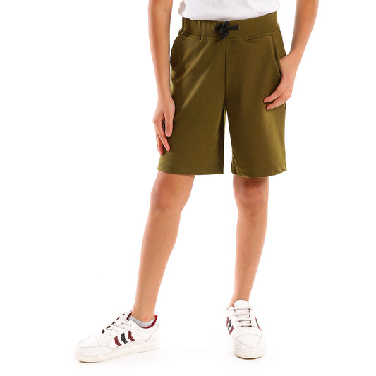 kady Knee Length Plain Light Olive Shorts