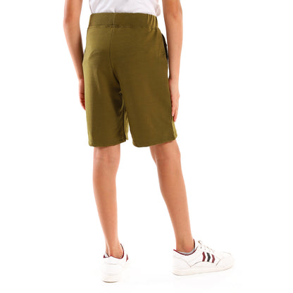 kady Knee Length Plain Light Olive Shorts