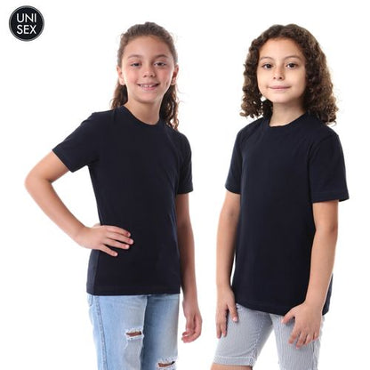 Kady Plain Short Sleeves Crew Neck Cotton T-shirt for Kids