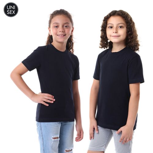 Kady Plain Short Sleeves Crew Neck Cotton T-shirt for Kids