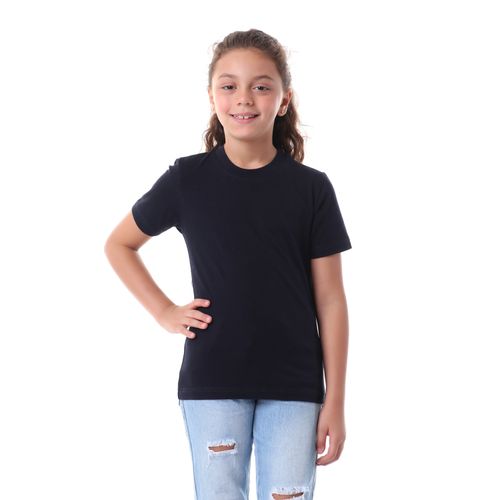 Kady Plain Short Sleeves Crew Neck Cotton T-shirt for Kids