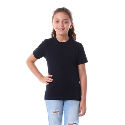 Kady Plain Short Sleeves Crew Neck Cotton T-shirt for Kids