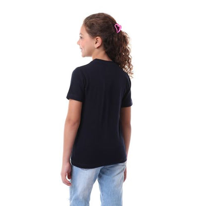 Kady Plain Short Sleeves Crew Neck Cotton T-shirt for Kids