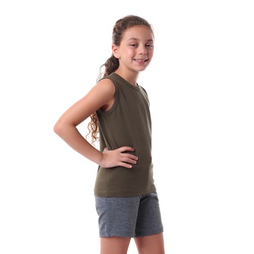 Kady Cotton Plain Round-Neck Sleeveless Top for Girls