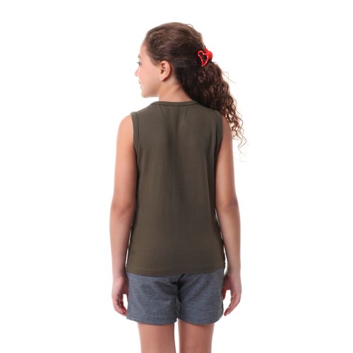 Kady Cotton Plain Round-Neck Sleeveless Top for Girls