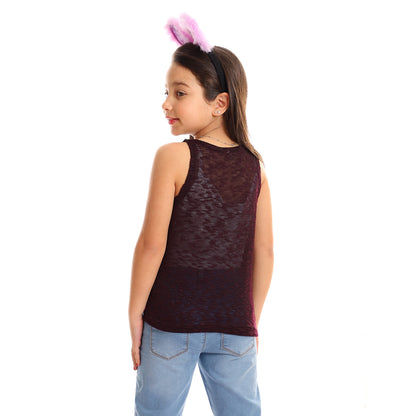 Kady girls self pattern sleeveless tank top girls