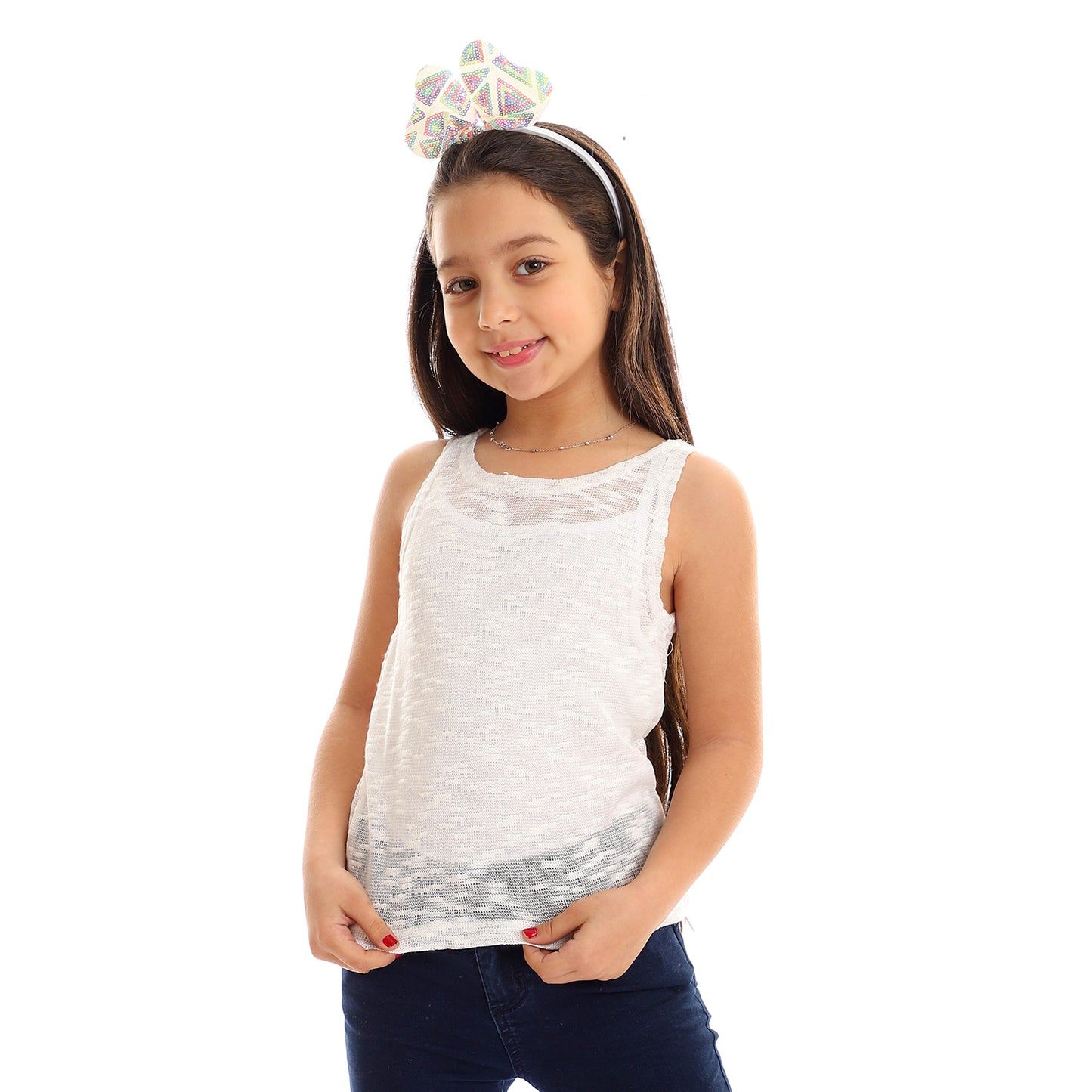 Kady girls self pattern sleeveless tank top girls