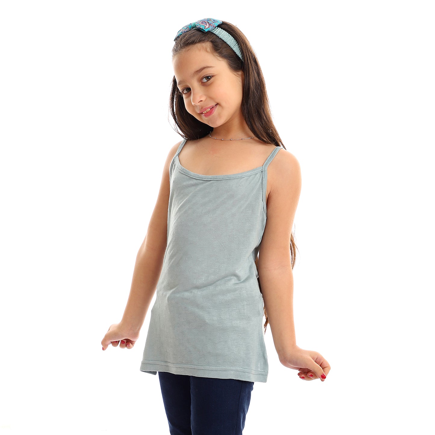 kady Girls Self Pattern Spaghetti Sleeves Tank Top girls