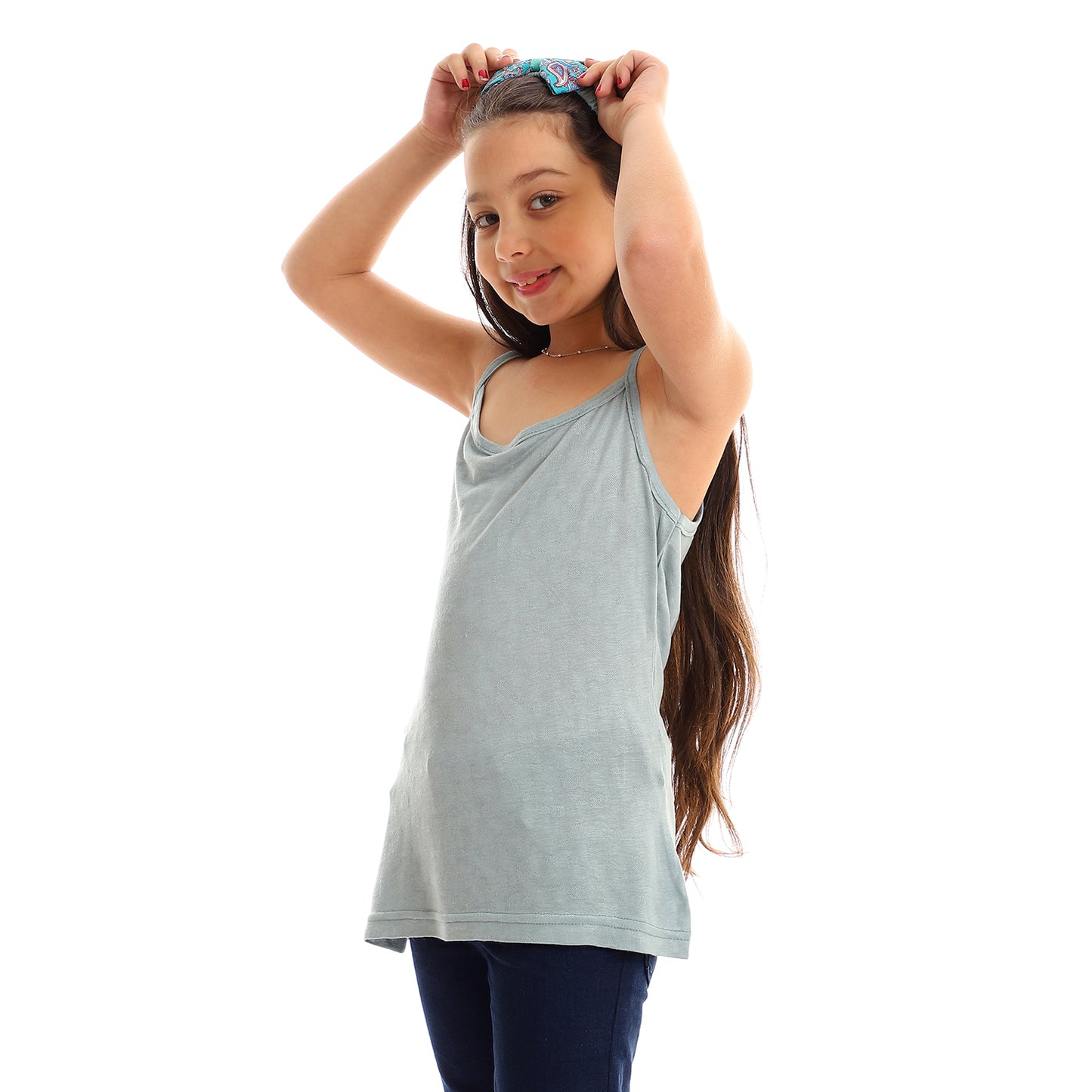 kady Girls Self Pattern Spaghetti Sleeves Tank Top girls