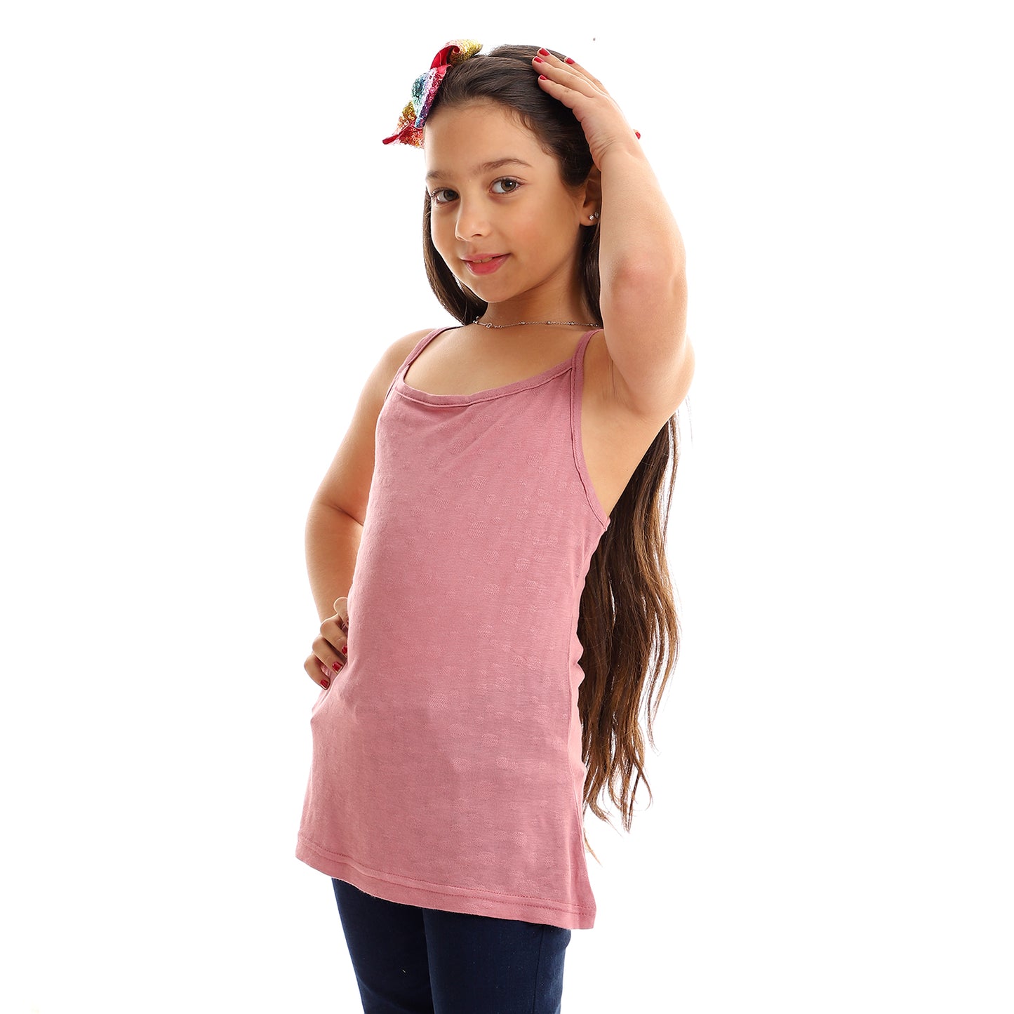 kady Girls Self Pattern Spaghetti Sleeves Tank Top girls