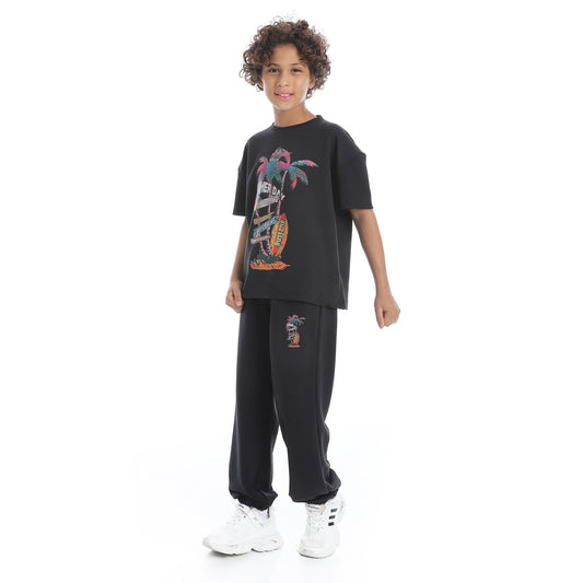 Front Printed Pajama Set With Pant