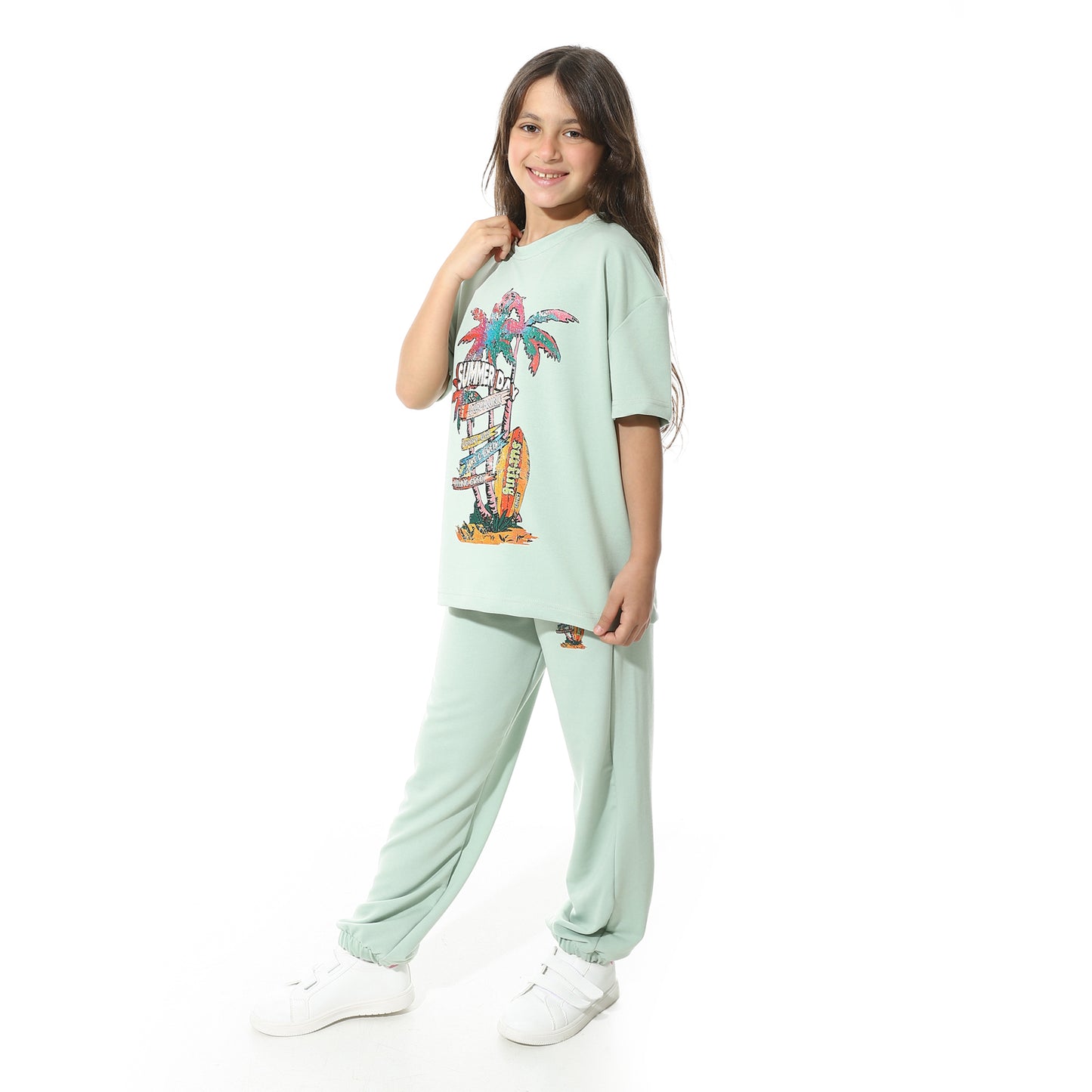 Front Printed Pajama Set With Pant