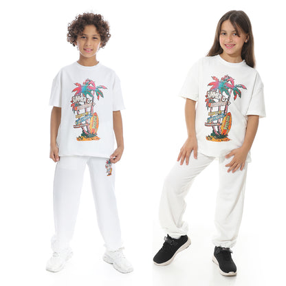 Front Printed Pajama Set With Pant