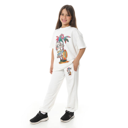 Front Printed Pajama Set With Pant