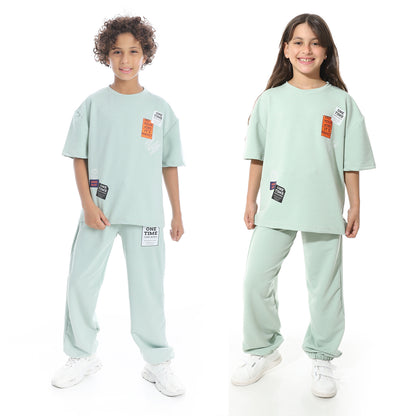 Front Printed Pajama Set With Pant