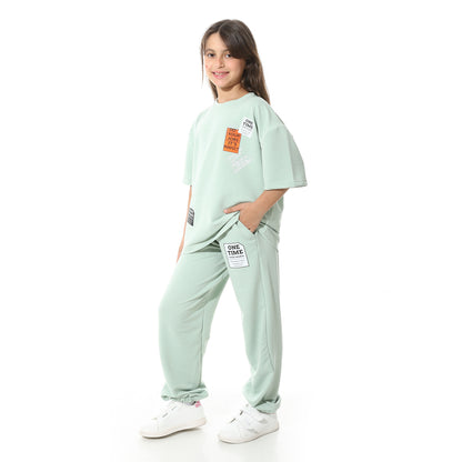 Front Printed Pajama Set With Pant