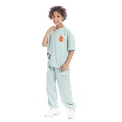 Front Printed Pajama Set With Pant