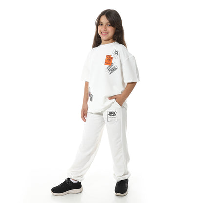Front Printed Pajama Set With Pant