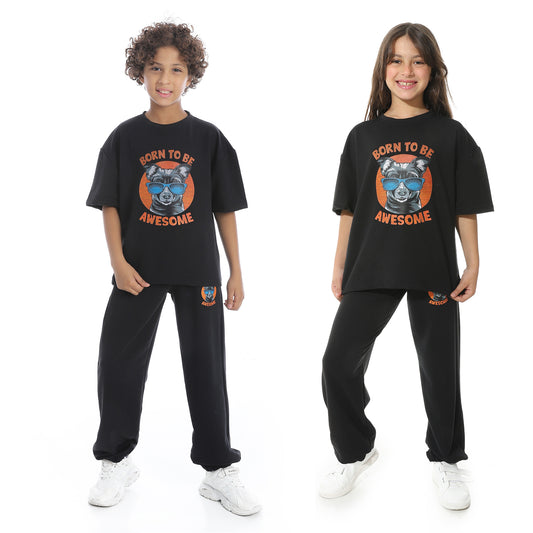 Front Printed Pajama Set With Pant