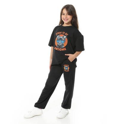 Front Printed Pajama Set With Pant