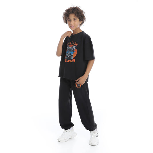 Front Printed Pajama Set With Pant