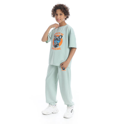 Front Printed Pajama Set With Pant
