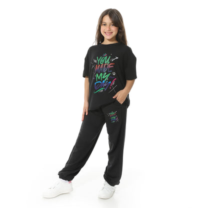 Front Printed Pajama Set With Pant