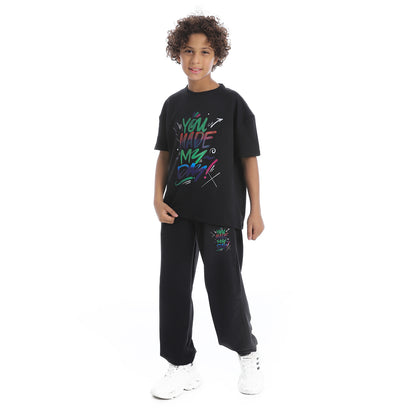Front Printed Pajama Set With Pant