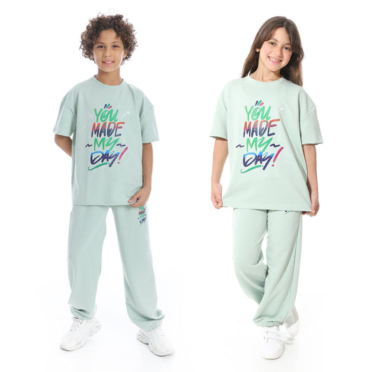 Front Printed Pajama Set With Pant