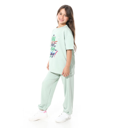 Front Printed Pajama Set With Pant