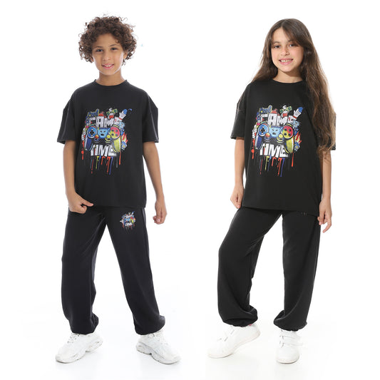Front Printed Pajama Set With Pant