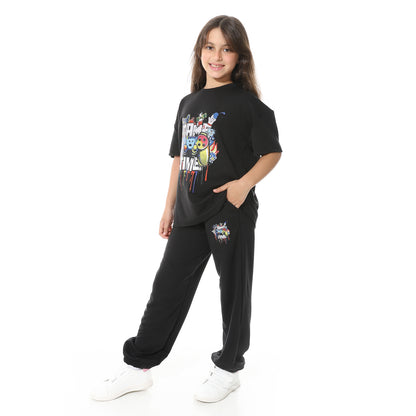 Front Printed Pajama Set With Pant