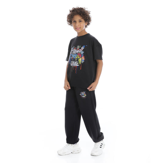 Front Printed Pajama Set With Pant