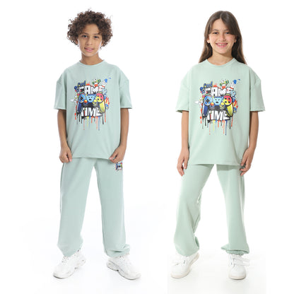 Front Printed Pajama Set With Pant
