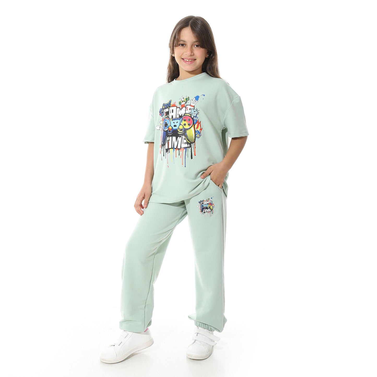 Front Printed Pajama Set With Pant