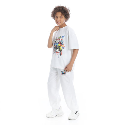 Front Printed Pajama Set With Pant