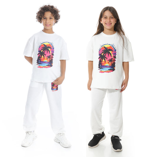 Front Printed Pajama Set With Pant