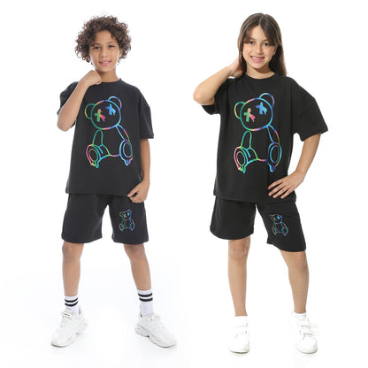 Front Printed Pajama Set With Short