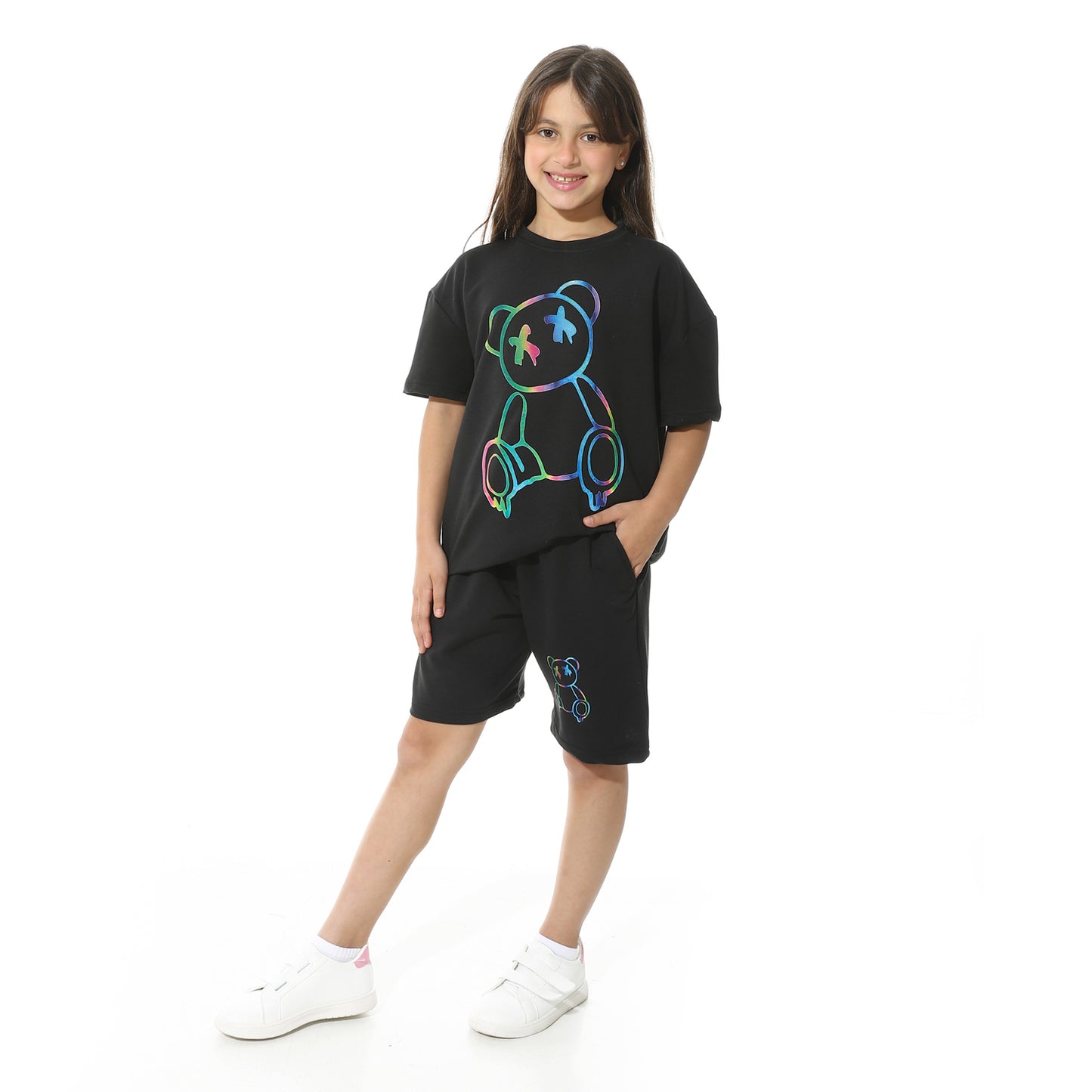 Front Printed Pajama Set With Short