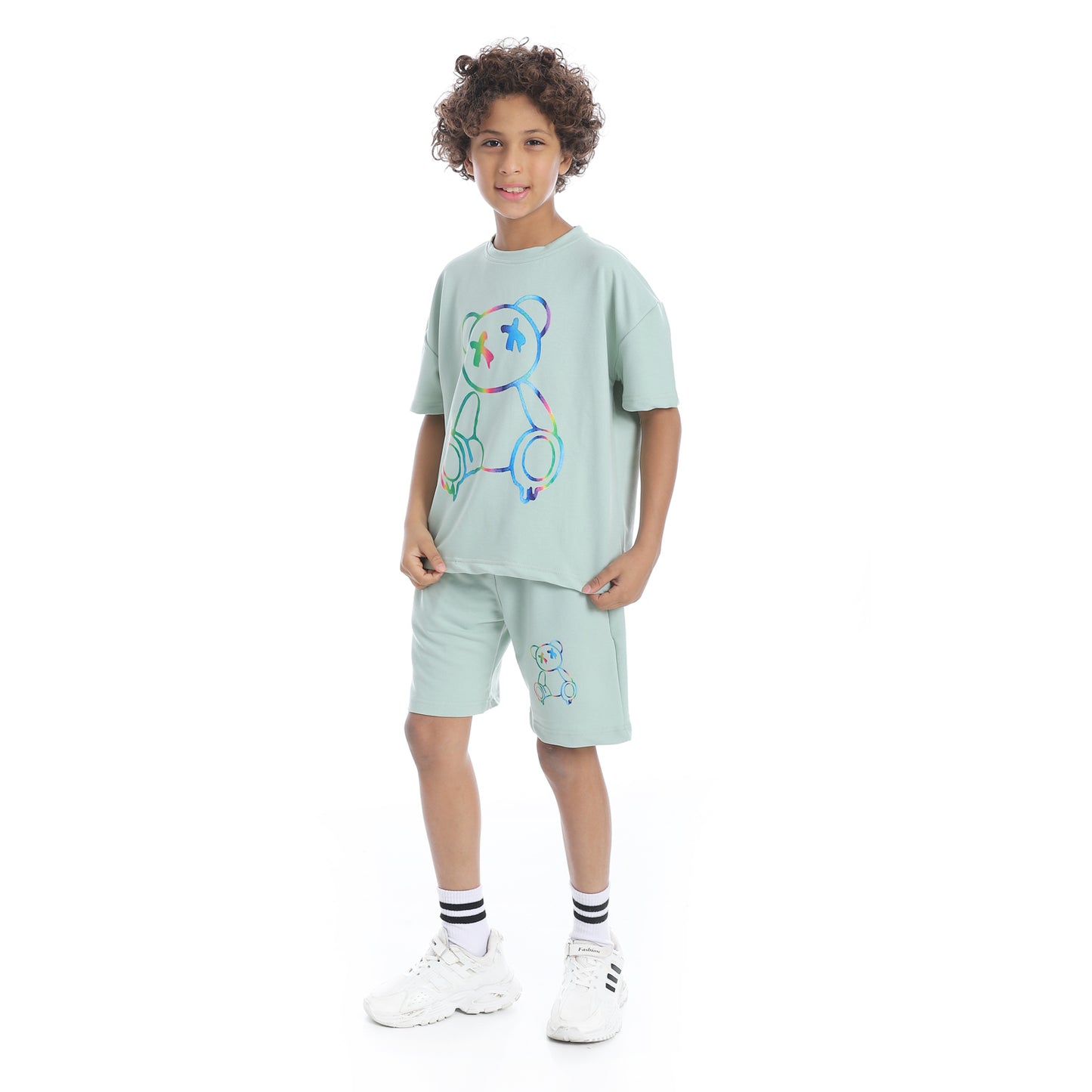Front Printed Pajama Set With Short